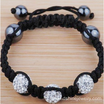 Silver Crystal Shamballa Adjustable Lady Hand Side Bracelets
